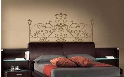 Double/Full Bed Headboard Wall Decal Flower Vine Scroll ...